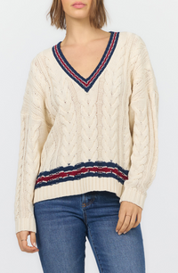 Dear John Kairi V-neck Cable Knit Sweater