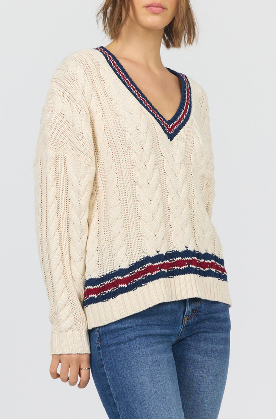 Dear John Kairi V-neck Cable Knit Sweater