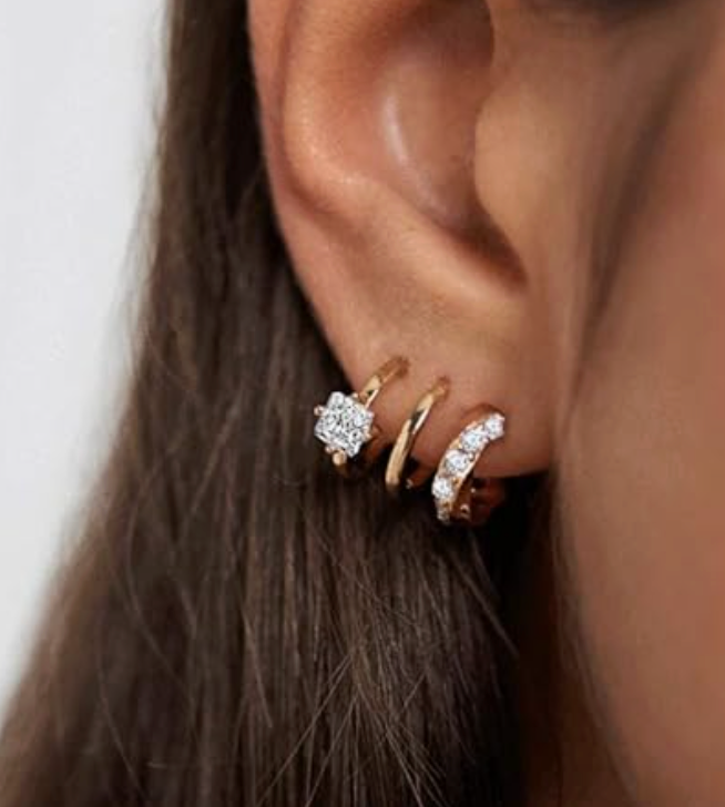 Triple Hoop Stud Earrings