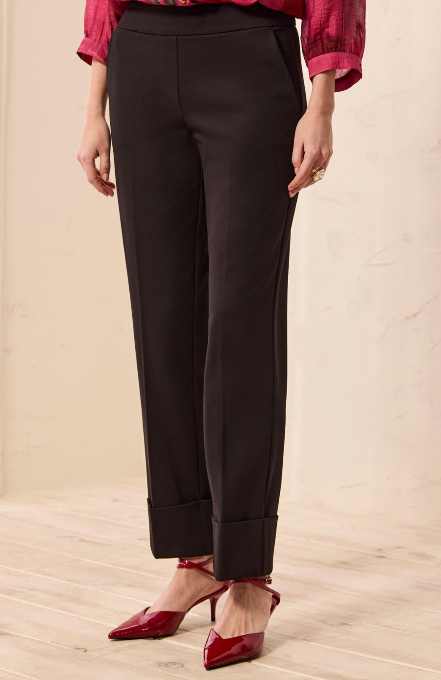 Tribal Flatten It Pull On Ankle Pant -Black