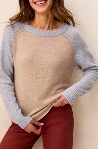 Tribal L/S Crew Neck Colorblock Sweater