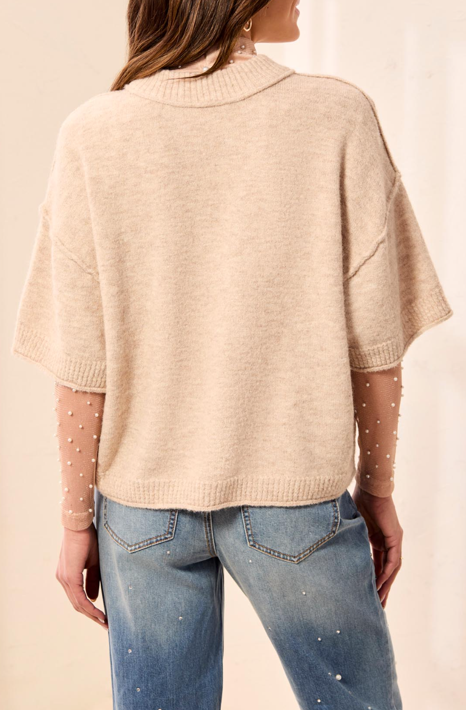 Tribal Elbow Sleeve Crew Neck Sweater
