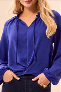 Tribal Raglan Sleeve Blouse-Electric Blue
