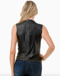 Liquid Ink Ruched Top-Black