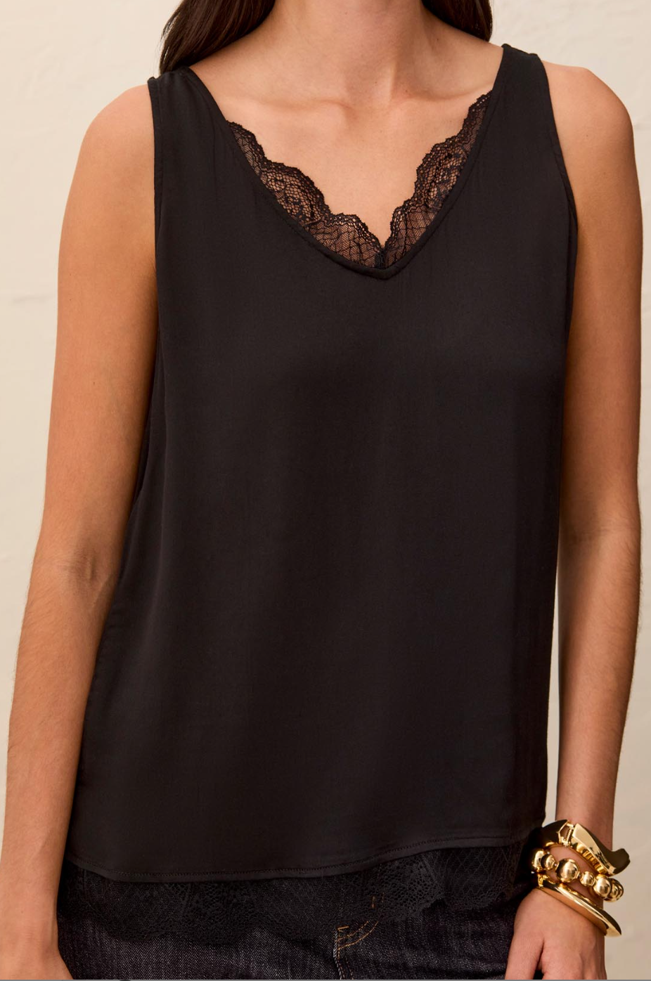 Tribal Cami w/Lace-Black