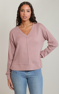 Dex V-Neck Knit Top-Rose