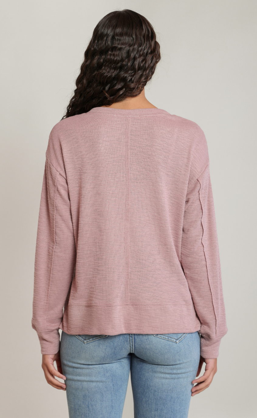Dex V-Neck Knit Top-Rose
