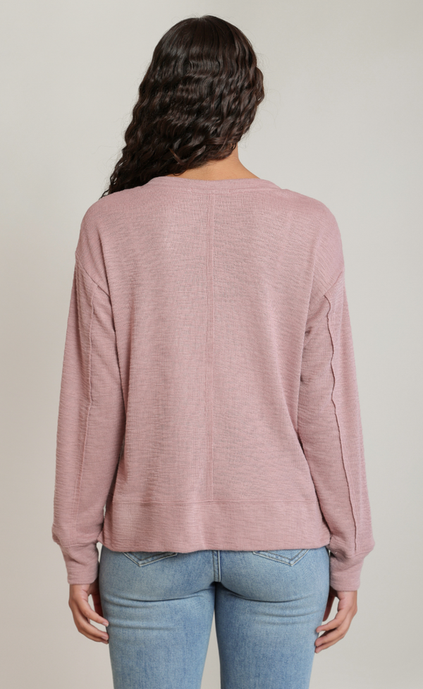 Dex V-Neck Knit Top-Rose