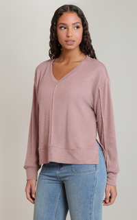 Dex V-Neck Knit Top-Rose