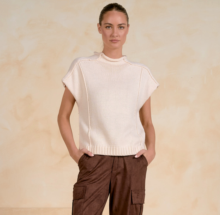 Elan Crew Neck Cap Sleeve Sweater