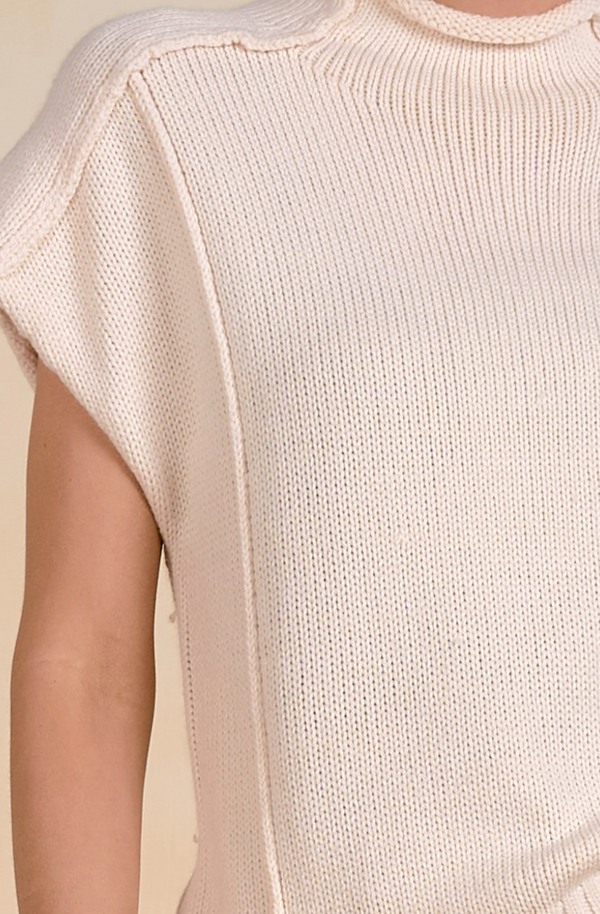 Elan Crew Neck Cap Sleeve Sweater