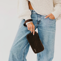 Suede Emma Woven Clutch Wristlet