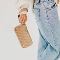 Suede Emma Woven Clutch Wristlet