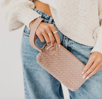 Suede Emma Woven Clutch Wristlet