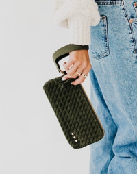 Suede Emma Woven Clutch Wristlet