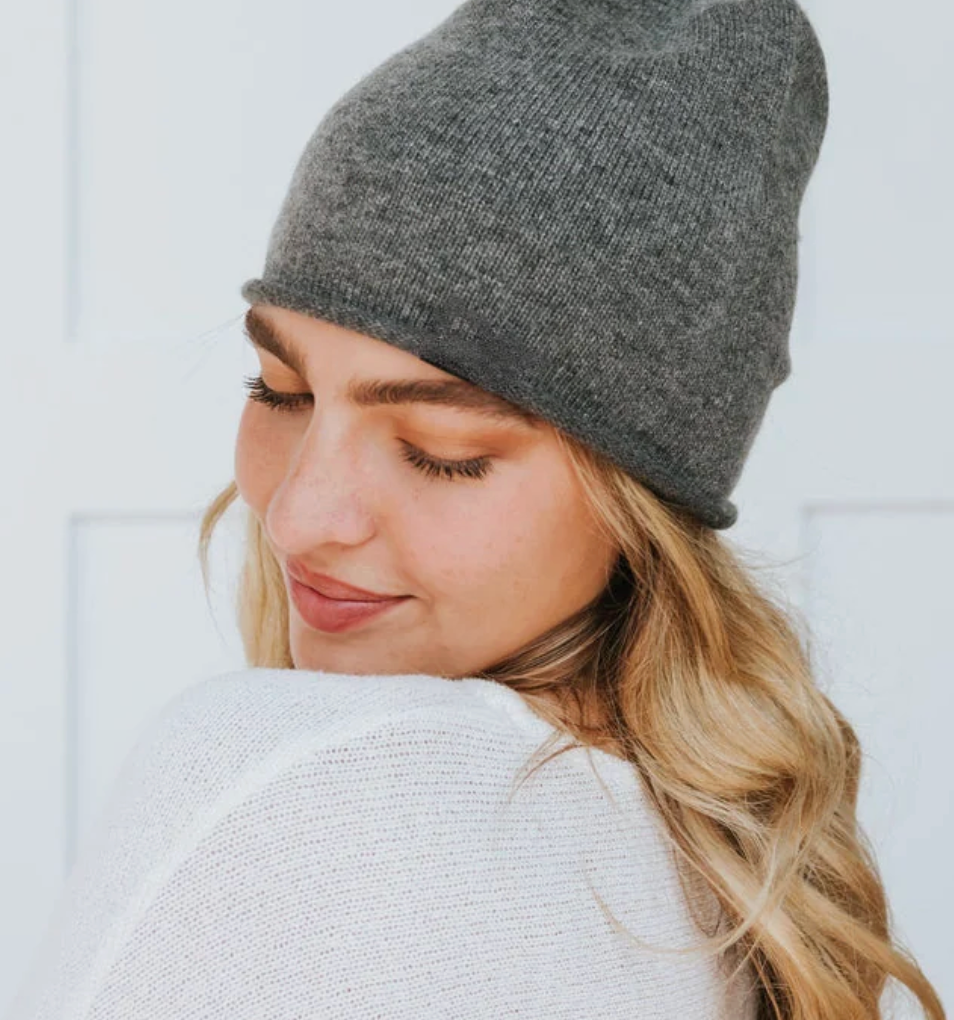 Rolled Edge Cashmere Beanie