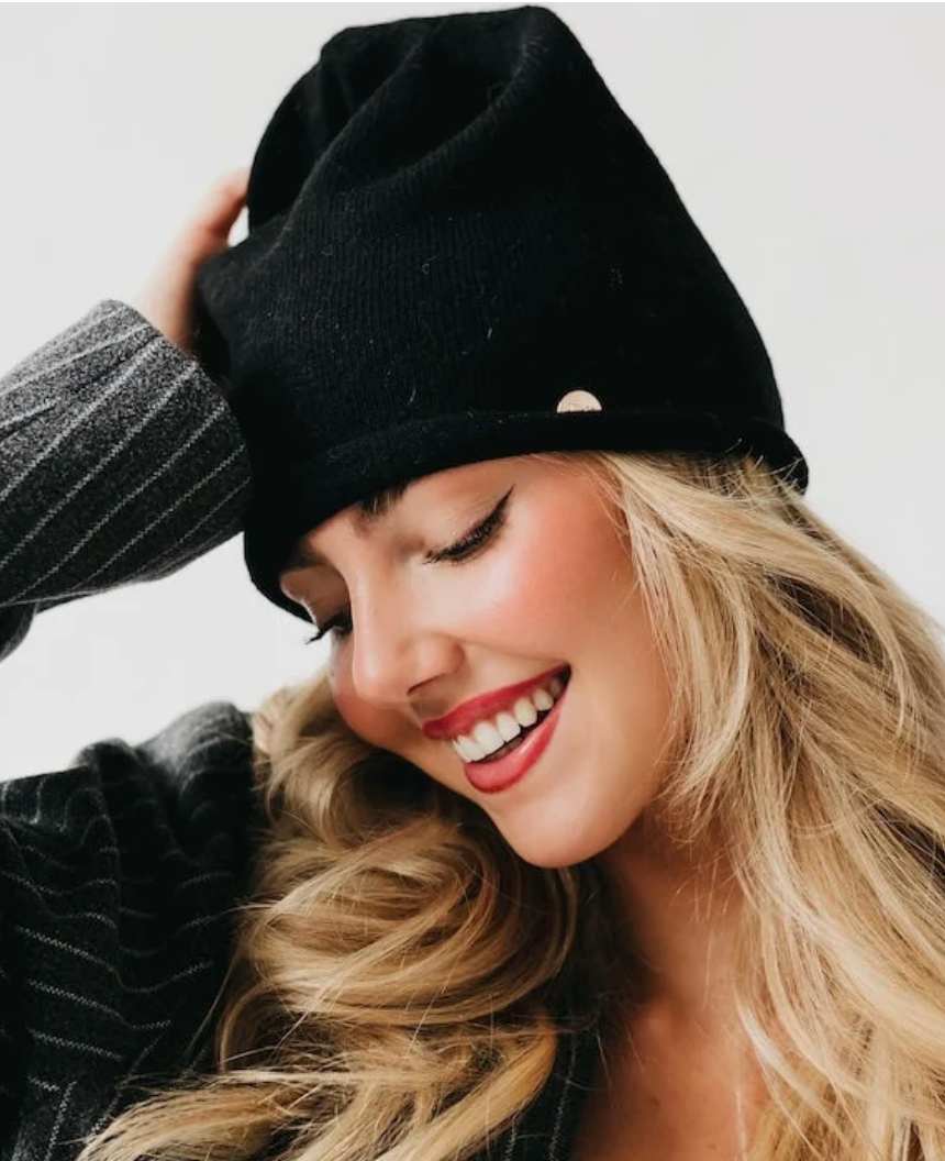 Rolled Edge Cashmere Beanie