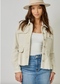 Corduroy Peplum Jacket-Ivory