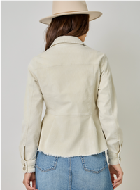 Corduroy Peplum Jacket-Ivory