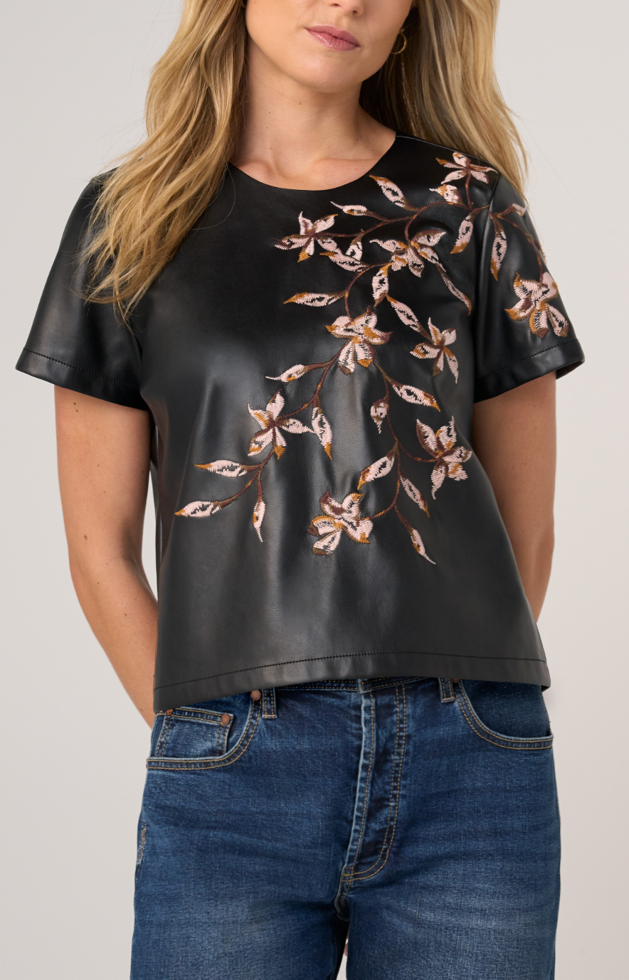 Liverpool Leather top w/Embroidery