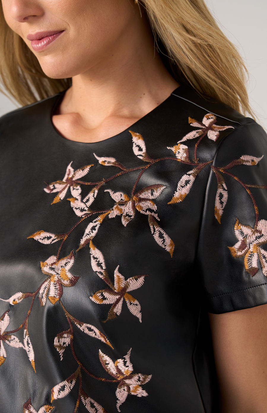 Liverpool Leather top w/Embroidery