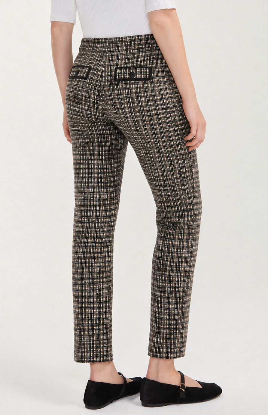 Liverpool Midrise Trouser w/Faux Leather Trim
