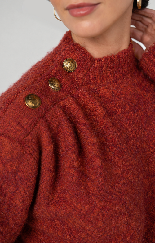 Liverpool Mock Neck Sweater w Buttons