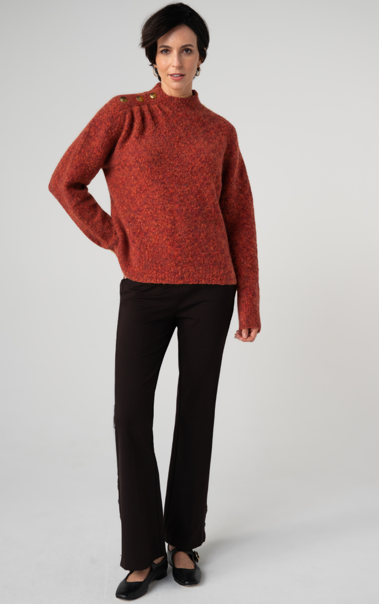 Liverpool Mock Neck Sweater w Buttons