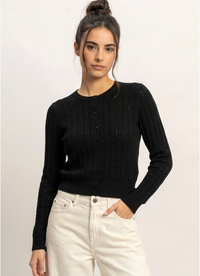 Pointelle Button-Down Cardigan