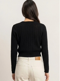Pointelle Button-Down Cardigan