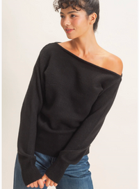 Off the Shoulder Sweater Top-Black