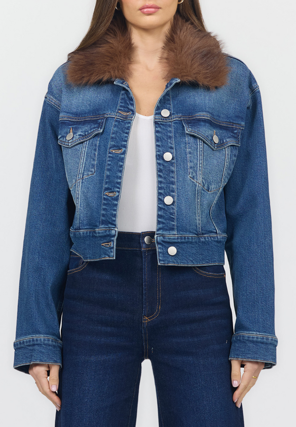 Dear John Arden Denim Jacket W/Fur Collar