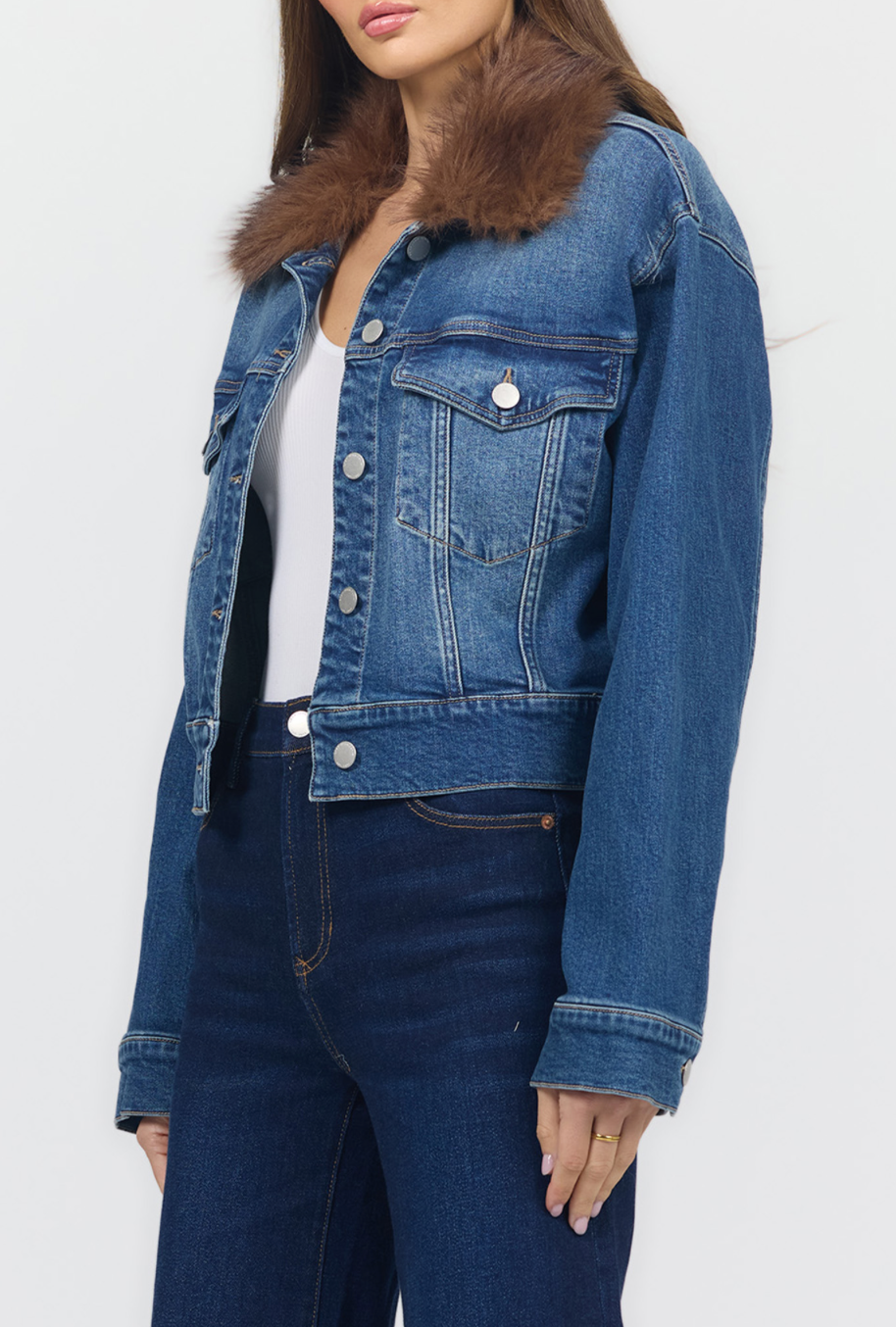 Dear John Arden Denim Jacket W/Fur Collar