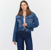 Dear John Arden Denim Jacket W/Fur Collar