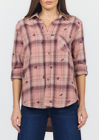Dear John Galina Plaid Top w/Rosebuds