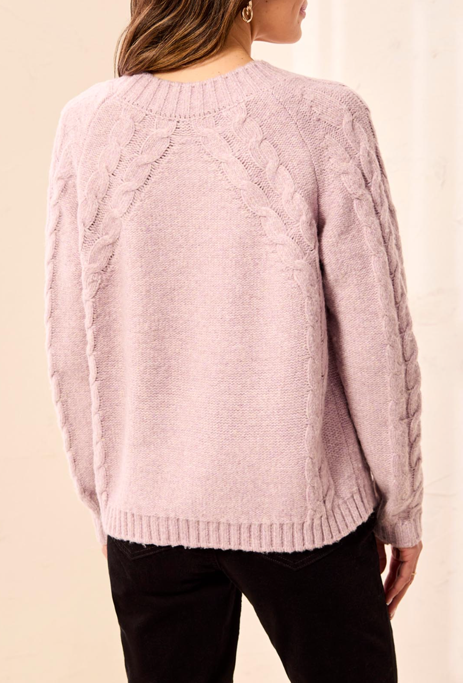 Tribal Cable Knit Sweater-Violet