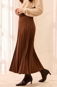 Tribal Suede Pleated Skirt-Hickory