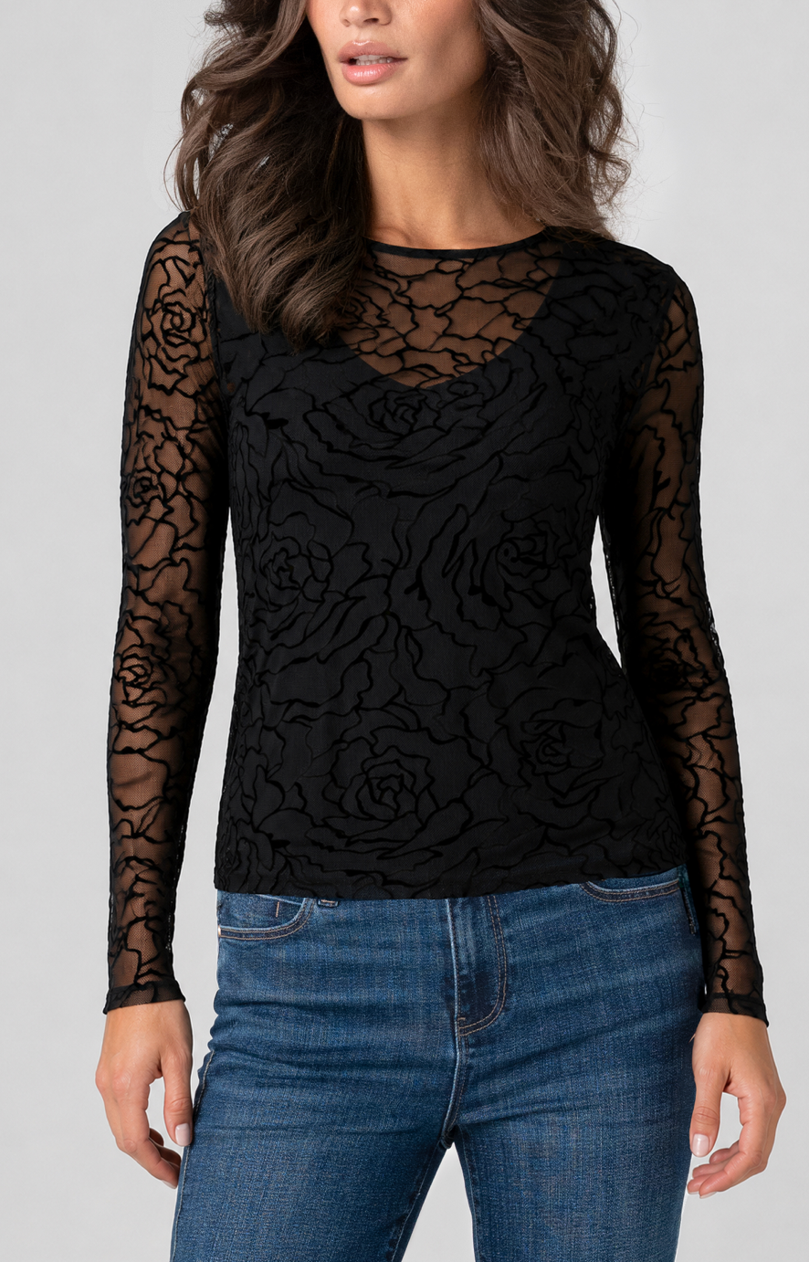 Liverpool Layered Lace Floral Top