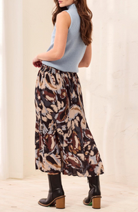 Tribal Flowy Pleated Plisse Printed Skirt