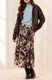 Tribal Flowy Pleated Plisse Printed Skirt