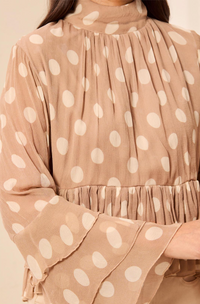 Tribal Mock Neck Peplum Blouse w/Frill