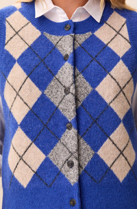 Tribal Argyle Sweater Vest-Cobalt