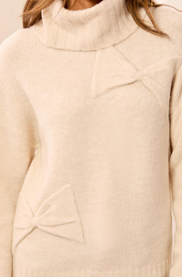 Tribal Bow Detail Sweater-Ivory