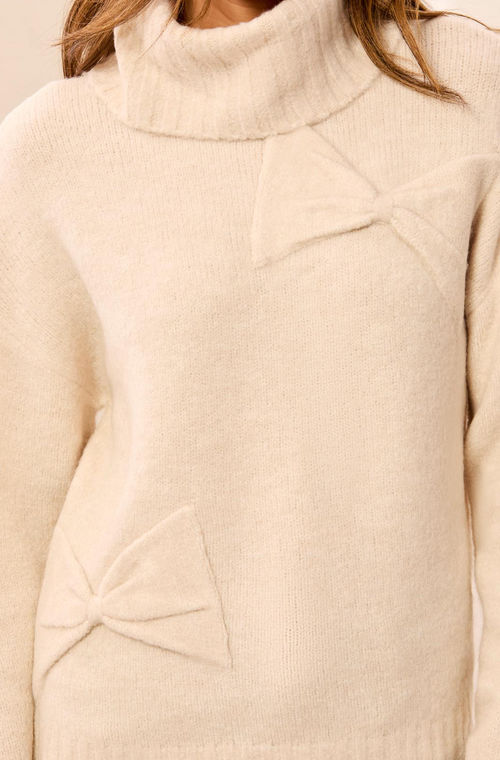 Tribal Bow Detail Sweater-Ivory
