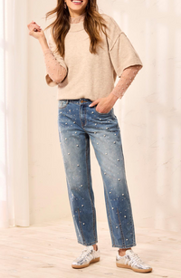 Tribal Audrey Barrel Jeans w/Pearls & Stones