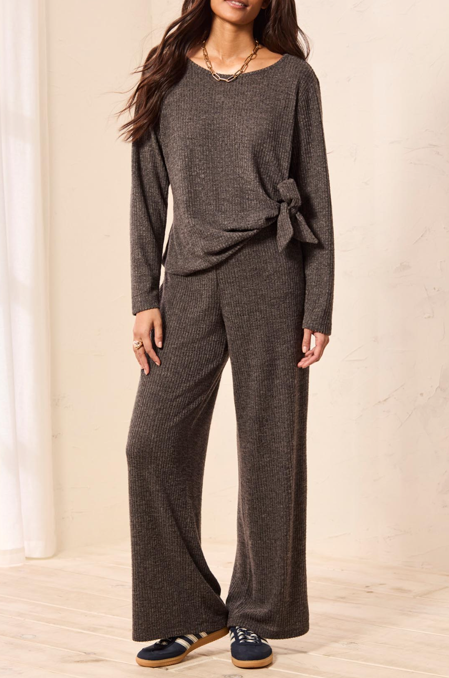 Tribal Pull On Cozy Pant-Charcoal