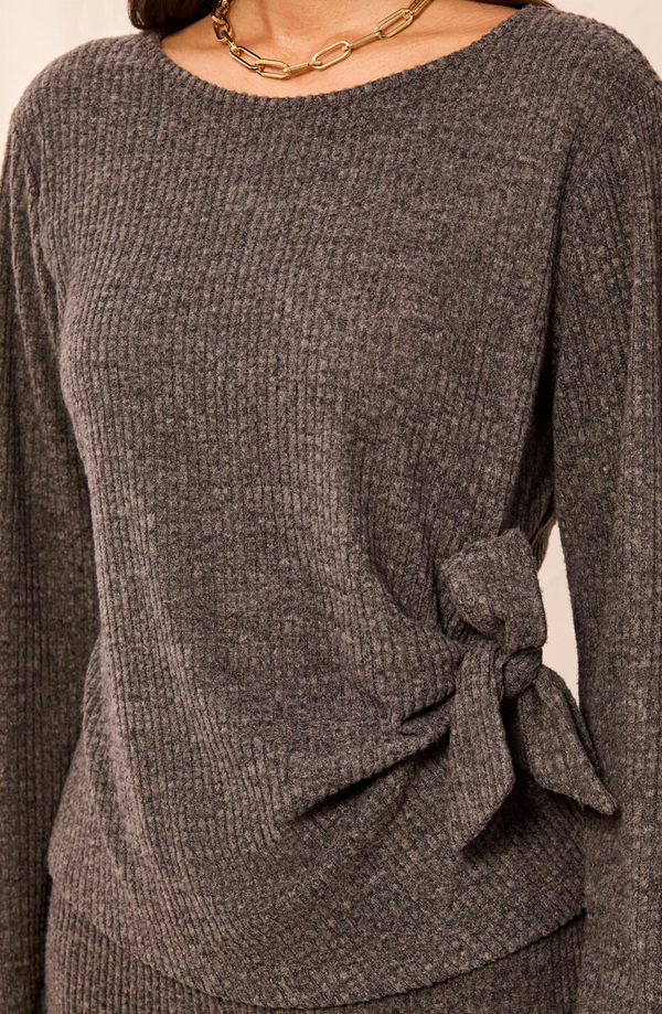 Tribal Top w/Side Knot-Charcoal