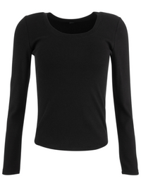 Kut Sarah Scoop/Rib Knit Top-Black