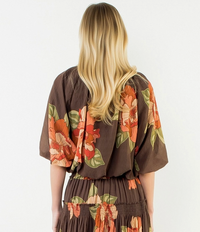 Floral Print Top with Bubble Hem