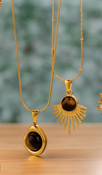 Geo Natural Stone Pendant Necklace